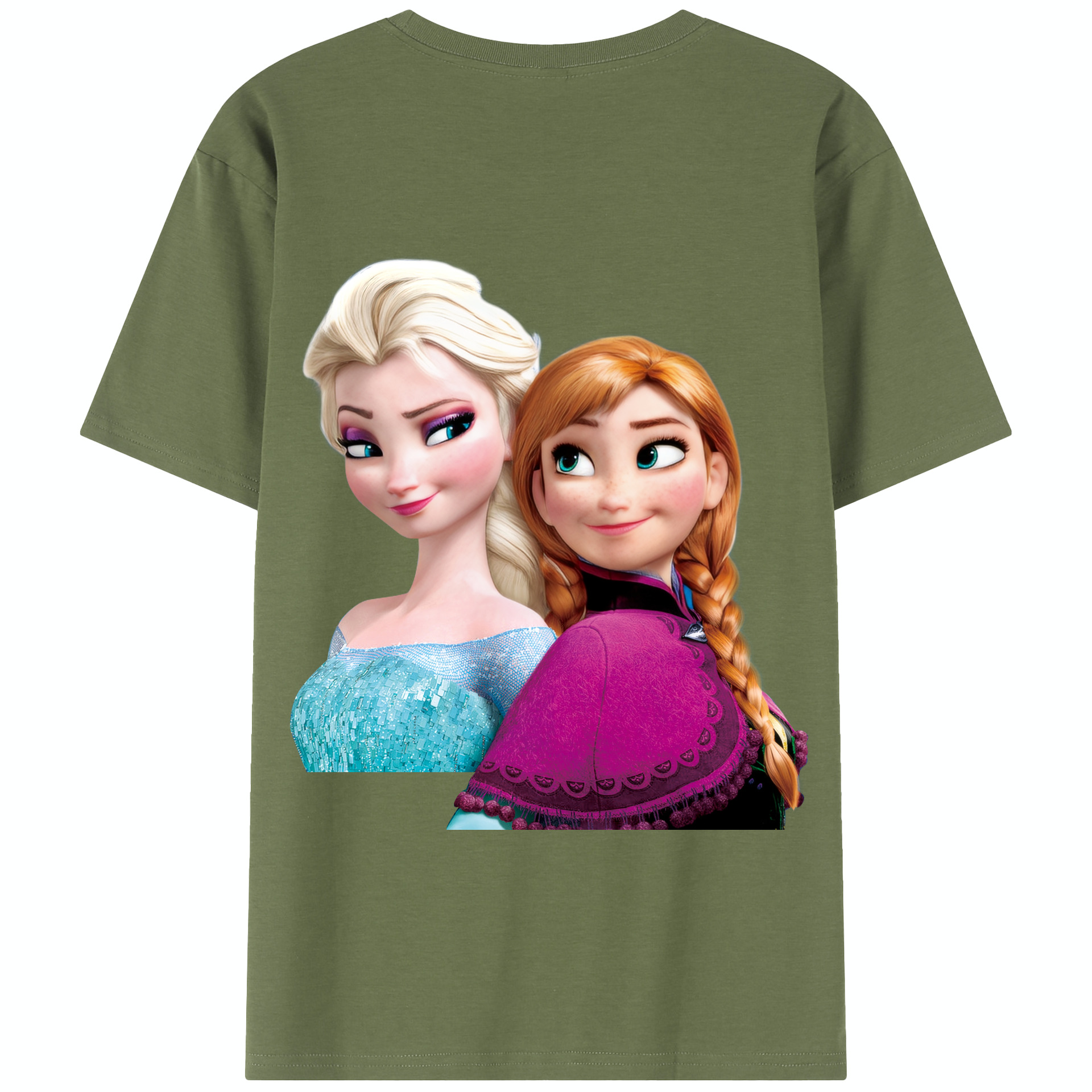 （画像用） アナと雪の女王 アンナ エルサ Frozen Anna Elsa 綿100％半袖Tシャツ（背面プリント）